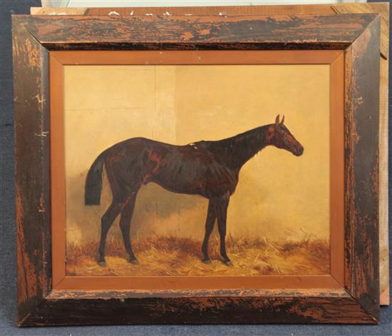 Harry Hall (1814-1882) Gross Twist and Makey, Portraits of horses in stables 15 x 19in.